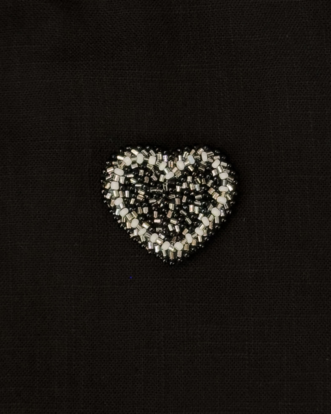 Heart Brooch - Black and White