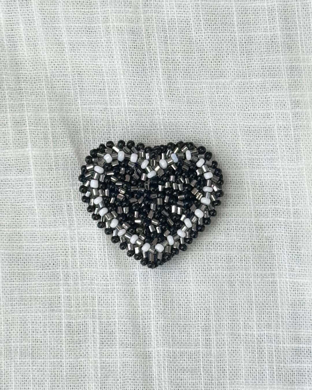 Heart Brooch - Black and White