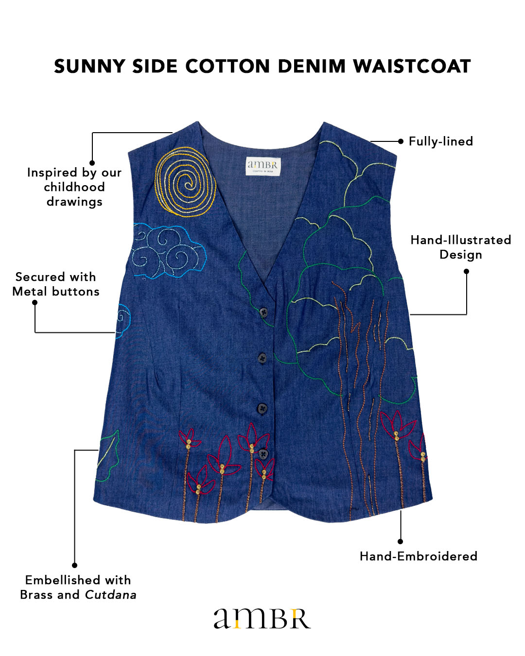 Sunny Side Cotton Denim Waistcoat