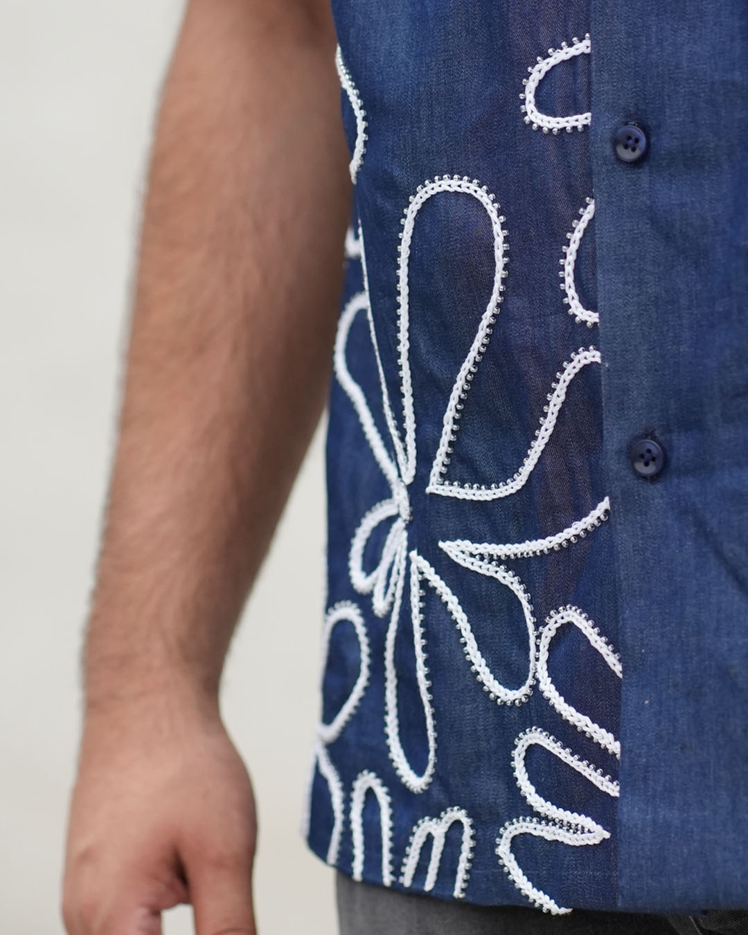 Elio Hand-illustrated Cotton Denim Shirt