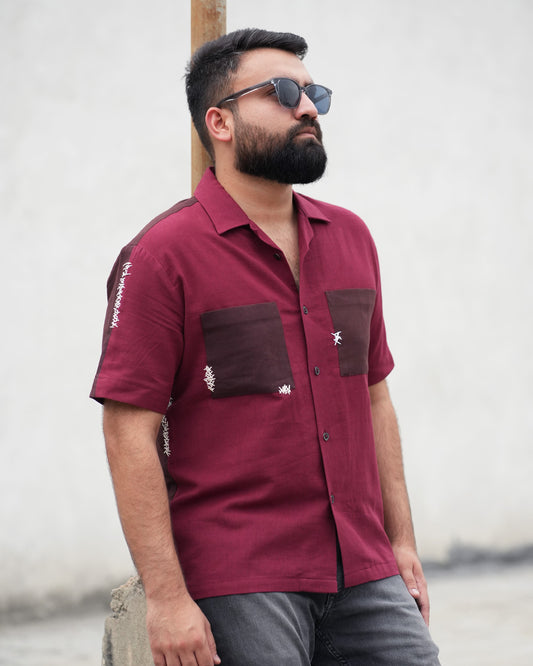 Mended Hand-Dyed Cotton Shirt