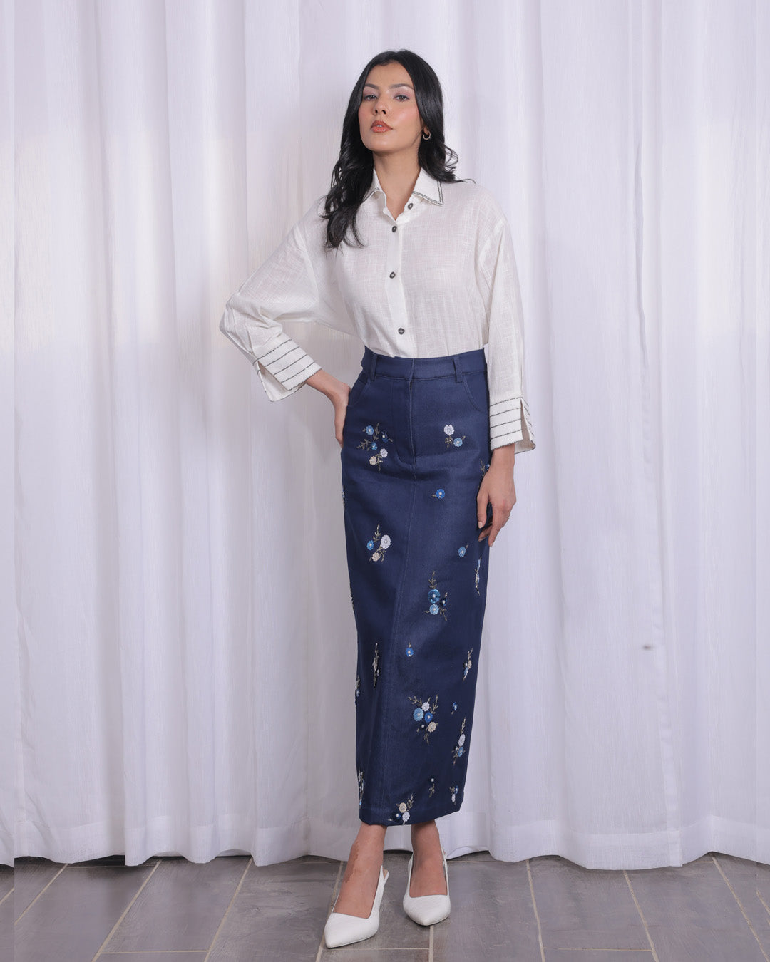 Noa Embellished Denim Skirt