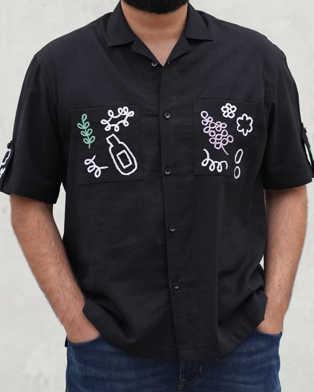 Noir Hand-illustrated Cotton Shirt