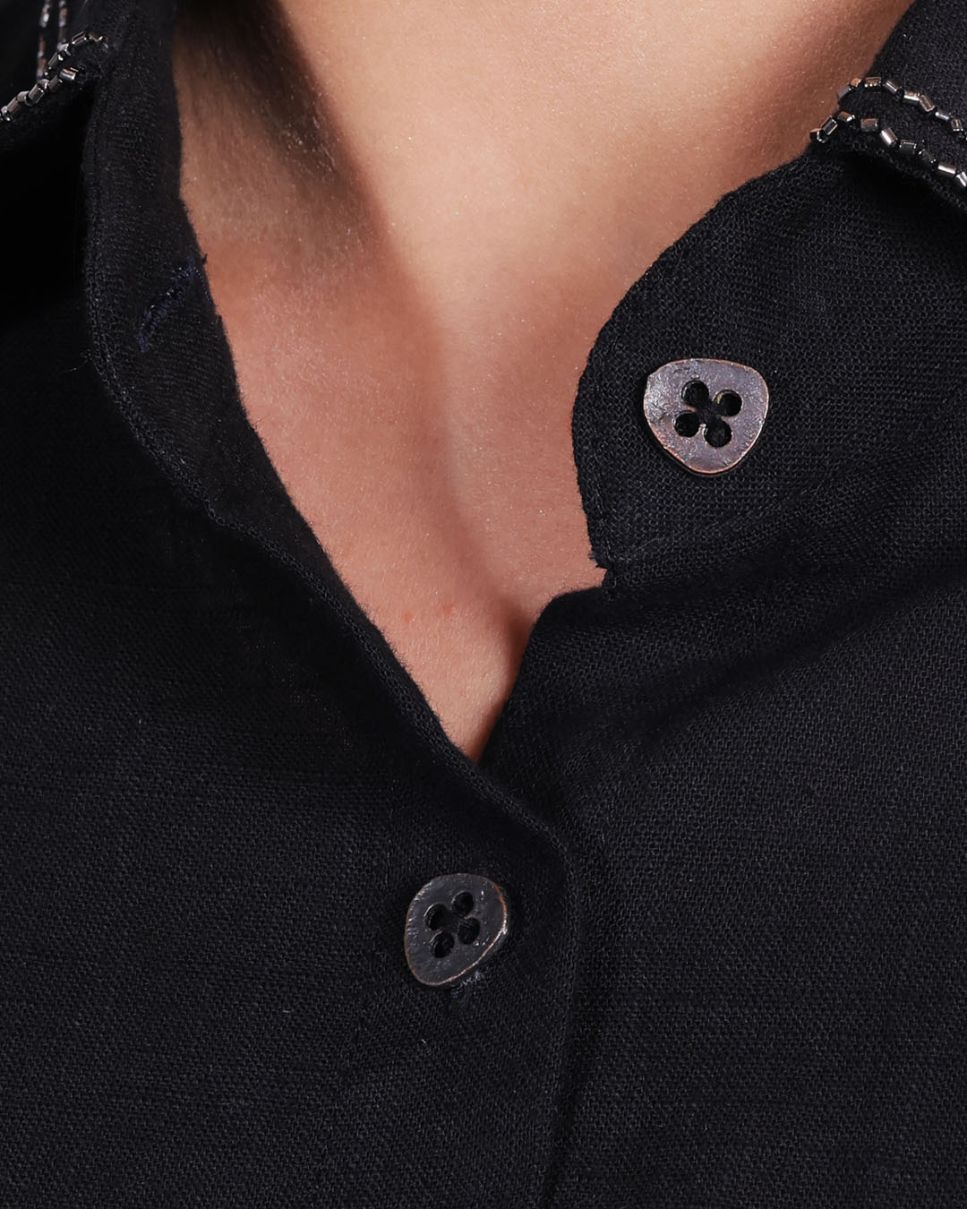 Riven Cotton Shirt - Black