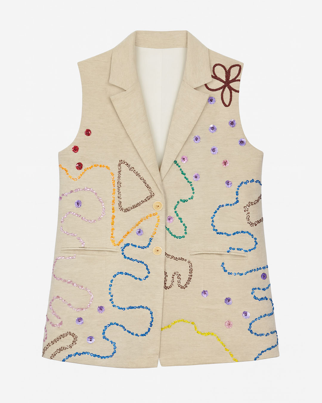 Abstract White Linen Shimmer Blazer