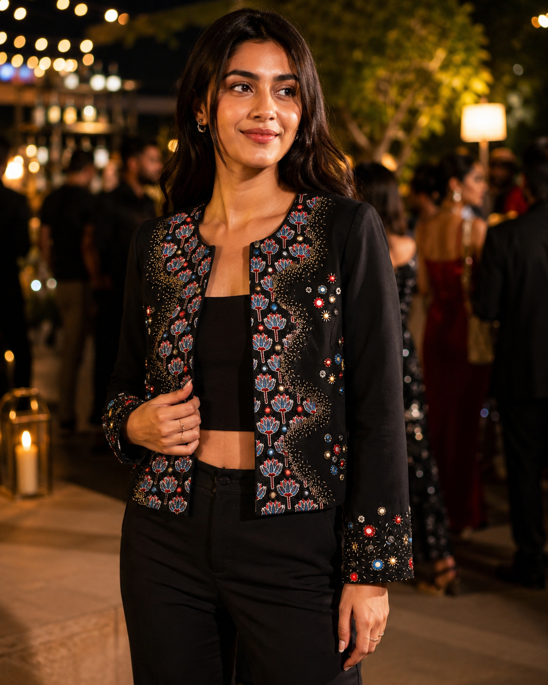 Black Ajrakh Open Jacket