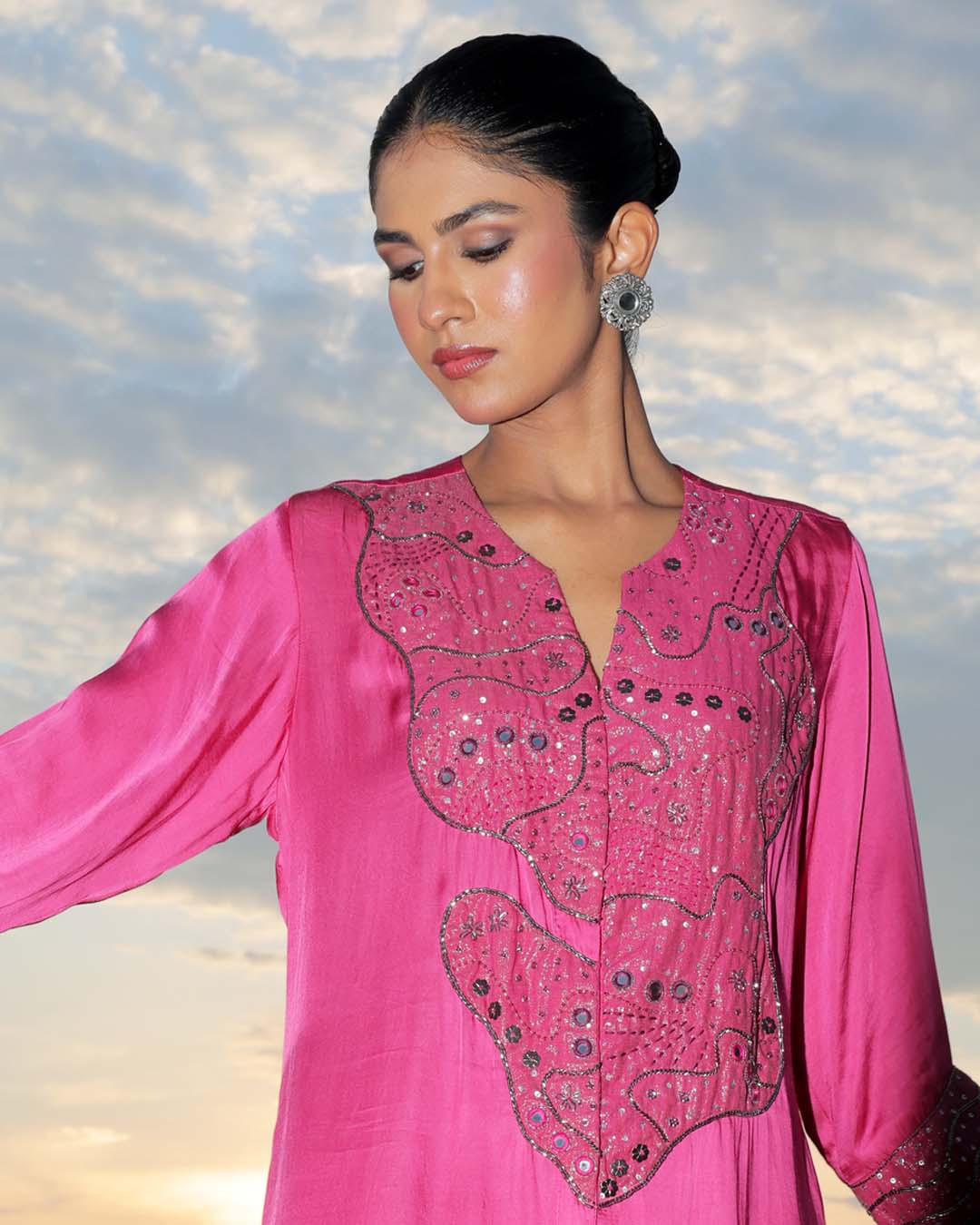 Anila Pink Applique Co-ord Set