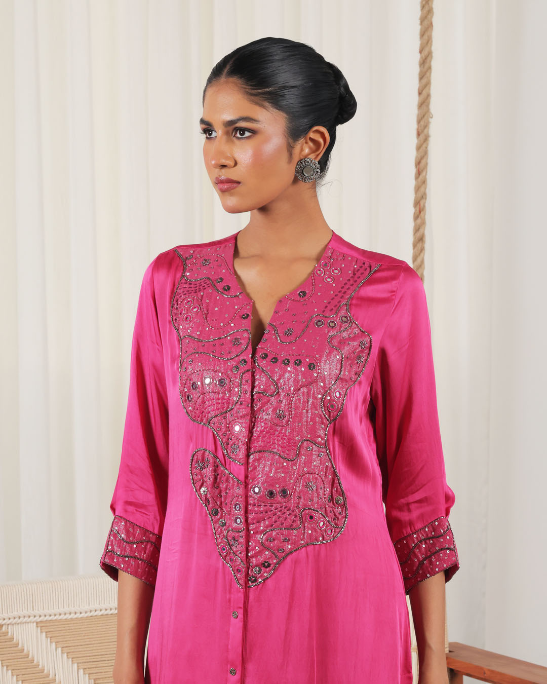 Anila Pink Applique Co-ord Set