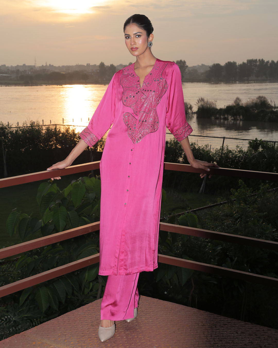Anila Pink Applique Co-ord Set