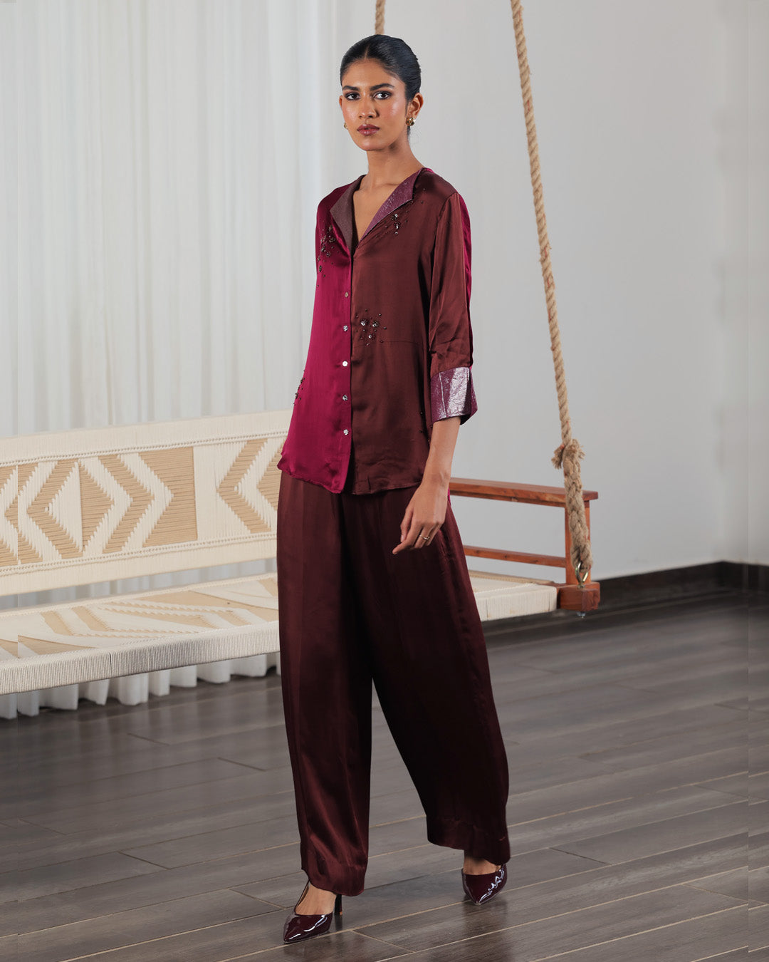 Apa Plum and Brown Co-ord Set