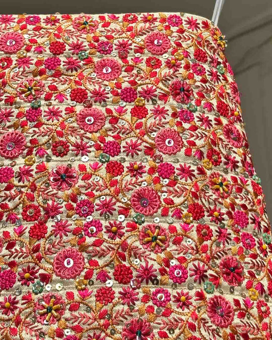 Off-white Floral Embroidered Skirt