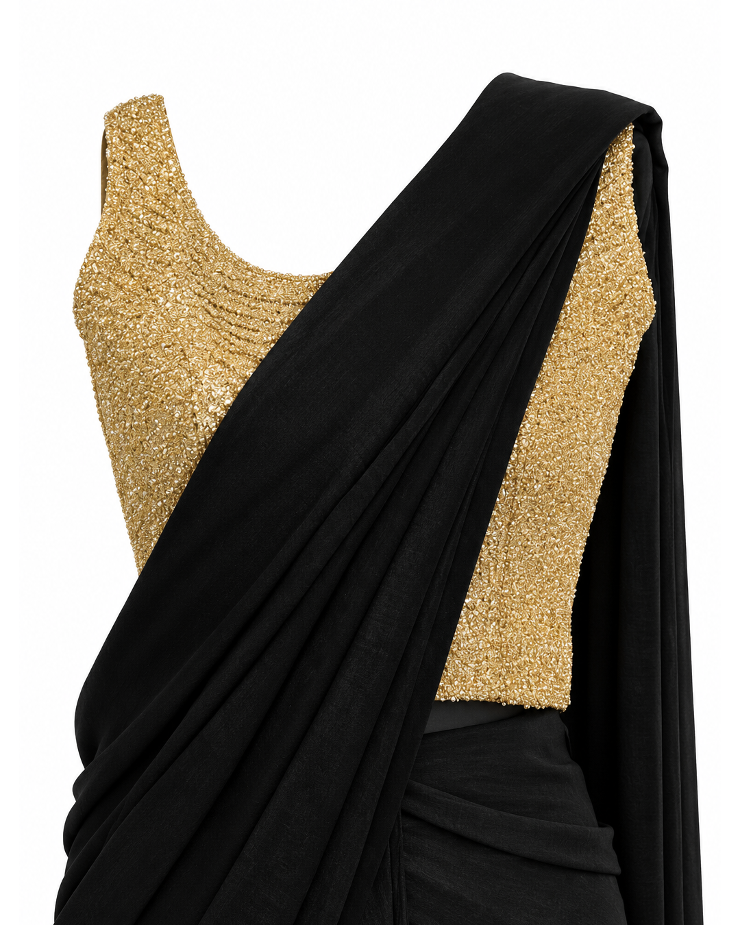 Black Pre Draped Saree