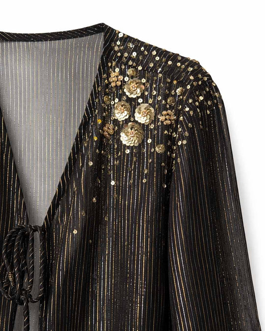 Black Georgette Shimmer Shirt