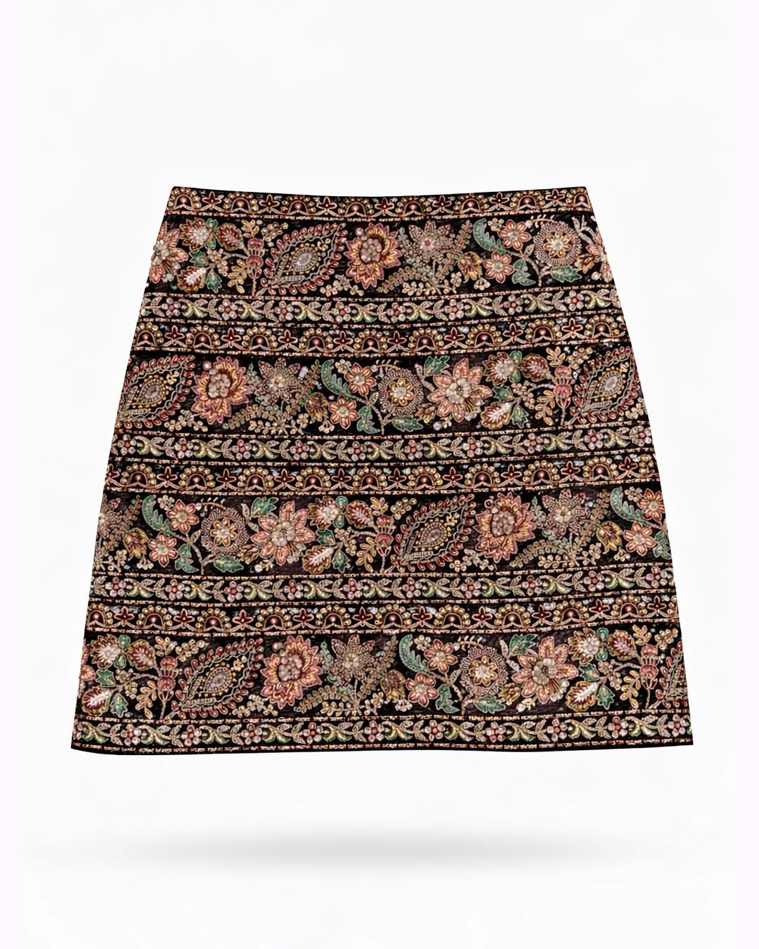 Black Multi-Colour Gota Skirt
