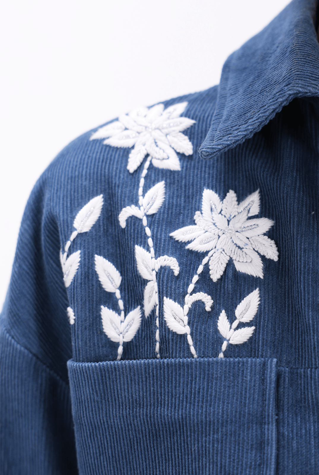 Blue Chikankari Jacket - AMBR INDIA - #tag1# - #tag2# - #tag3# - #tag4#