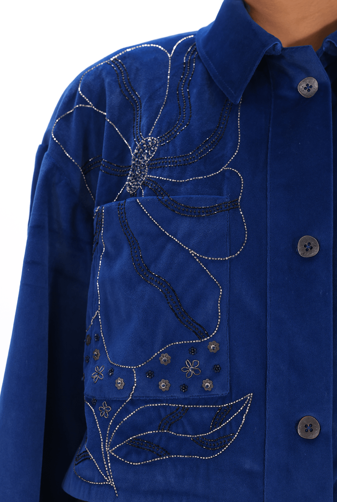 Blue Zardozi Jacket - AMBR INDIA - #tag1# - #tag2# - #tag3# - #tag4#