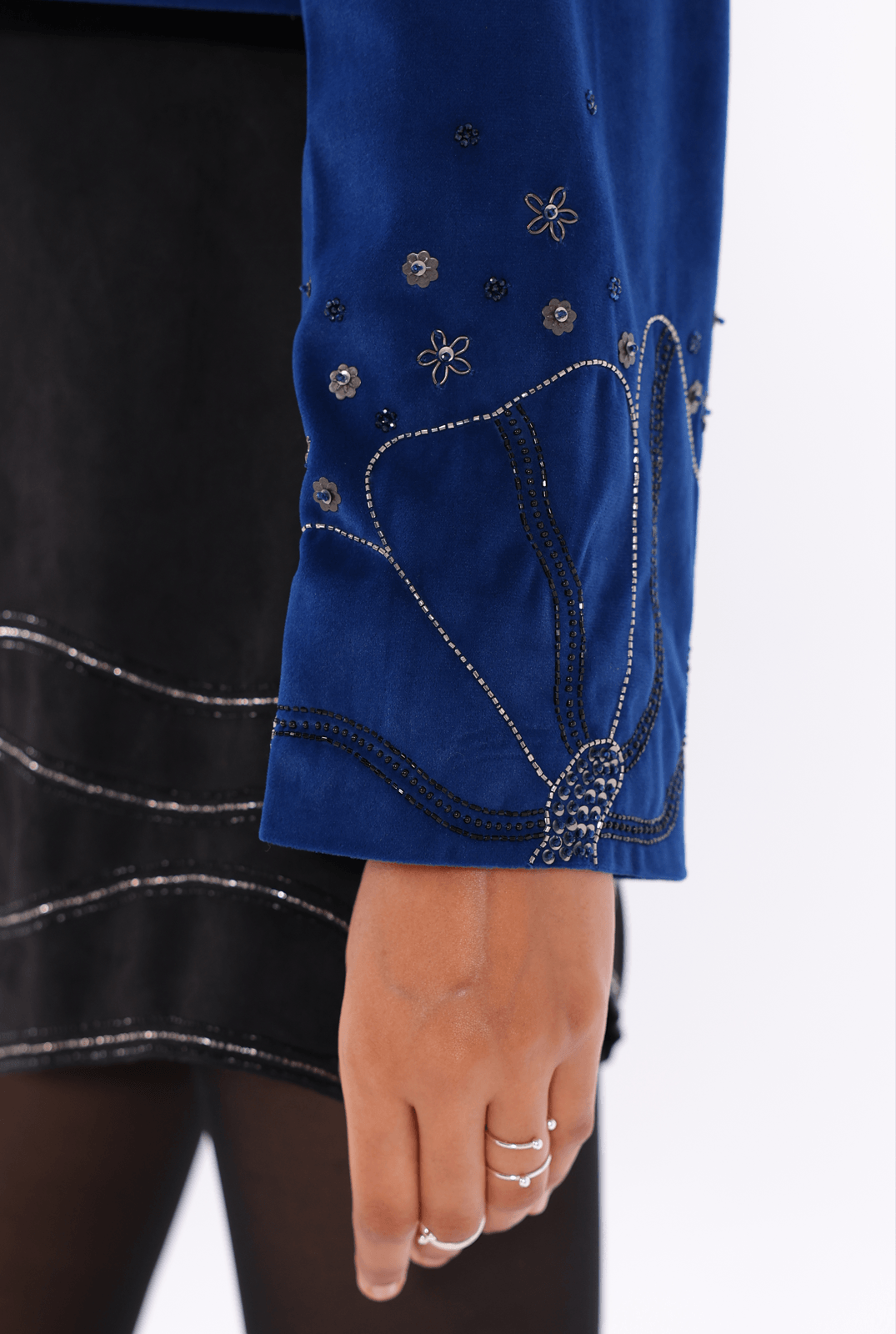 Blue Zardozi Jacket - AMBR INDIA - #tag1# - #tag2# - #tag3# - #tag4#