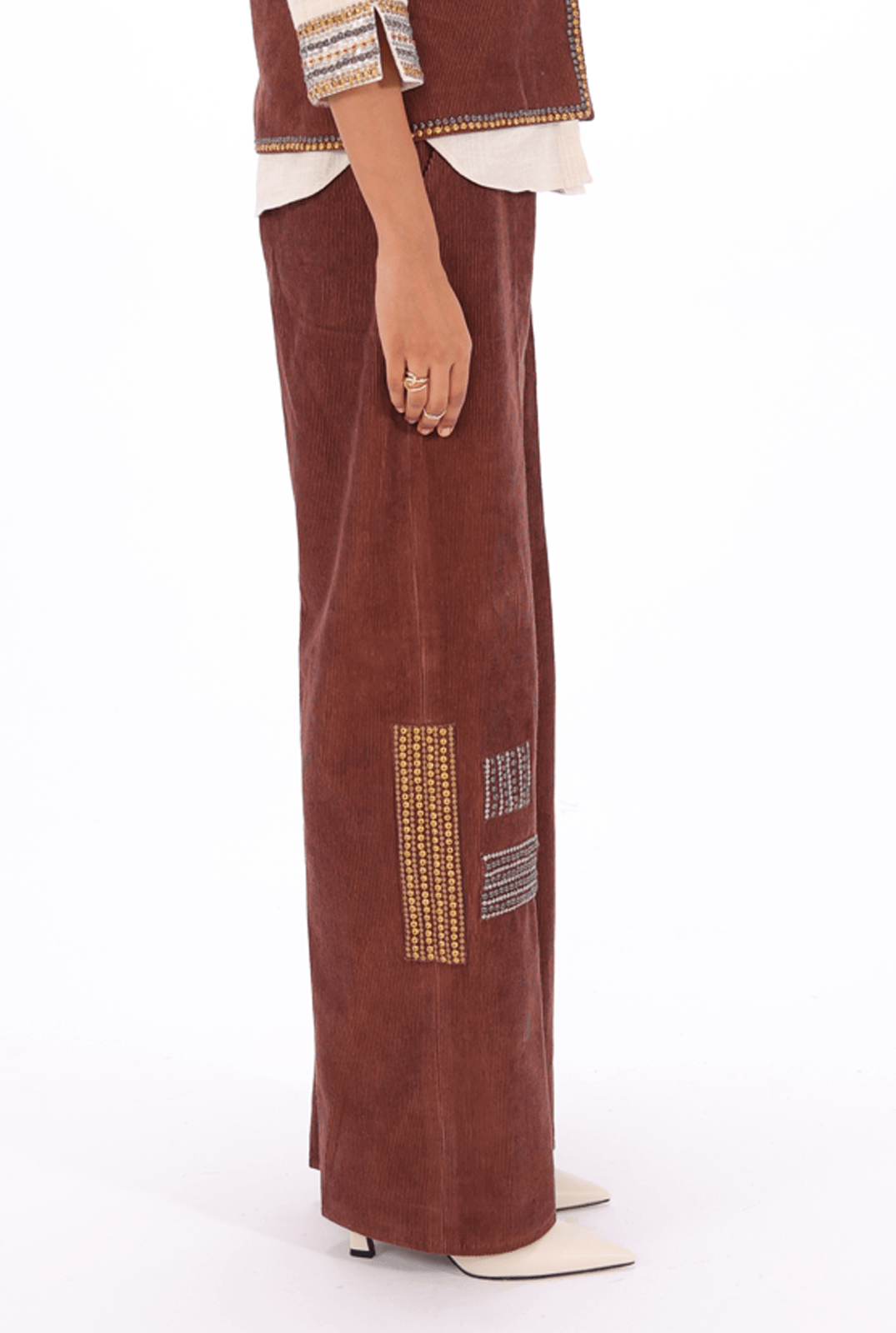 Brown Aari Trouser - AMBR INDIA - #tag1# - #tag2# - #tag3# - #tag4#