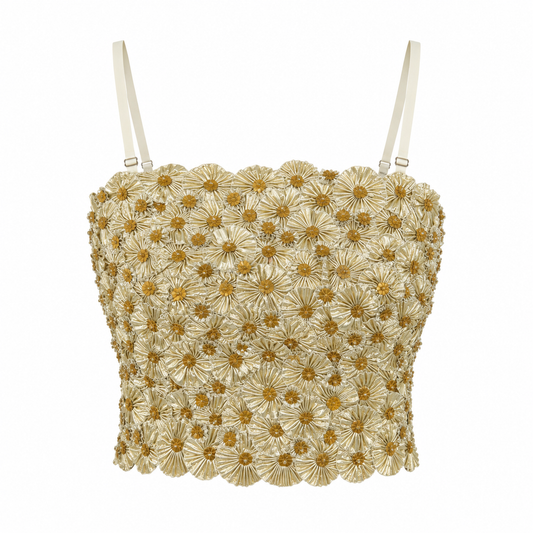 Champagne Flower Saree Set