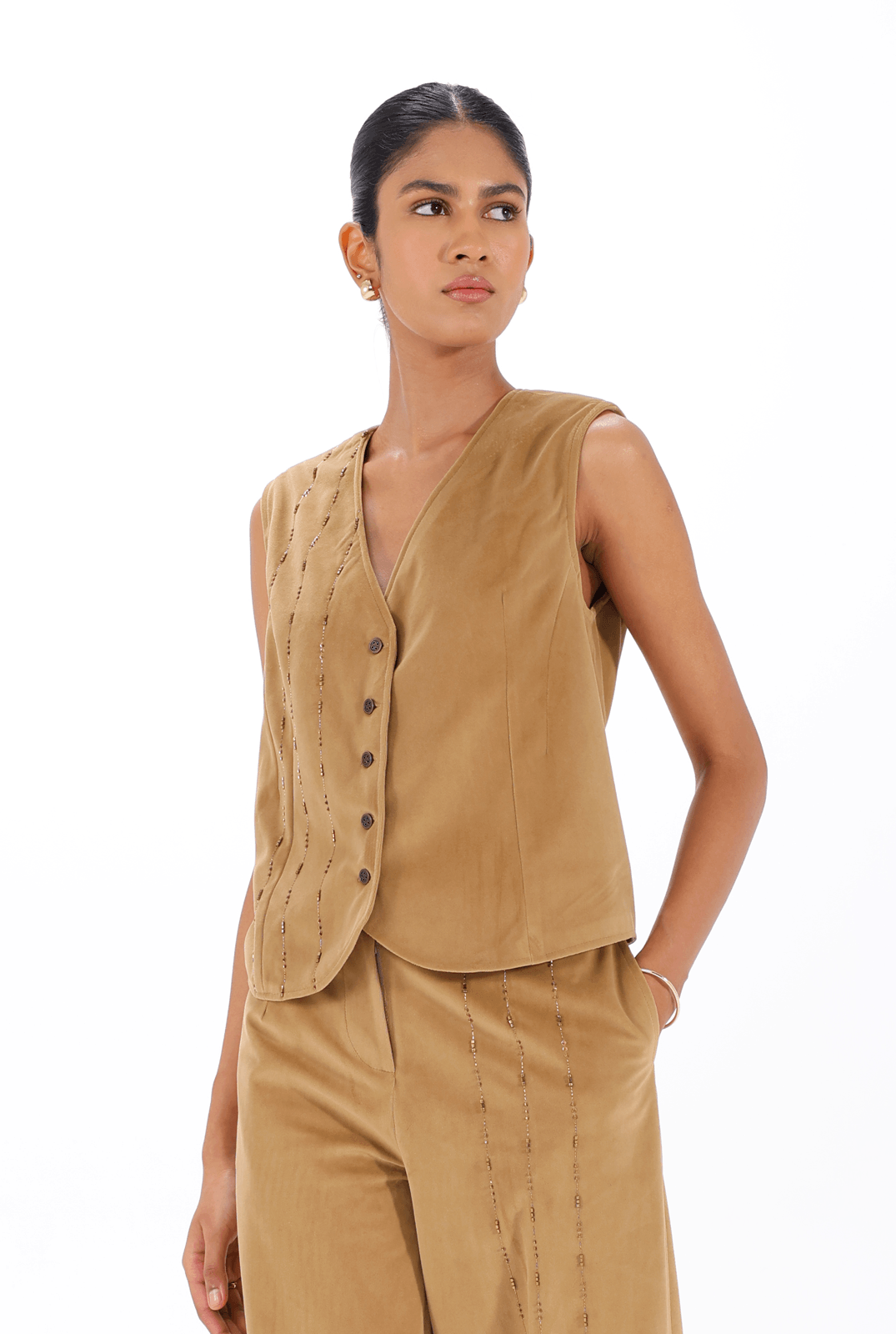 Fawn Zardozi Co-ord Set - - #tag1# -