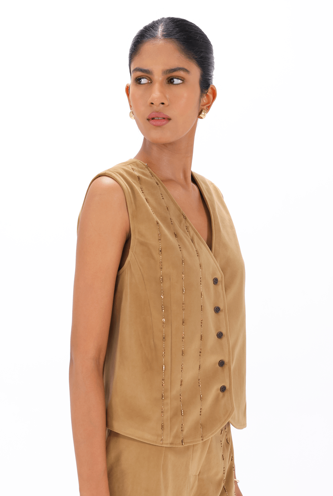 Fawn Zardozi Waistcoat - - #tag1# -