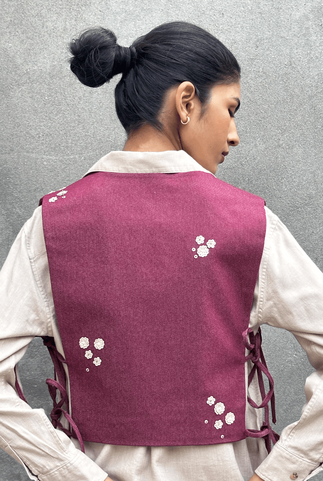 Pink Fluerette Denim Gilet - - #tag1# -