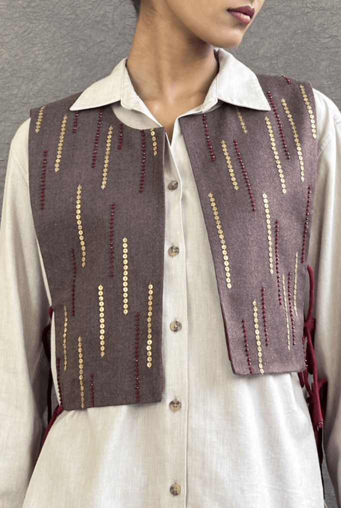 Misty Woollen Gilet - AMBR INDIA - #tag1# -