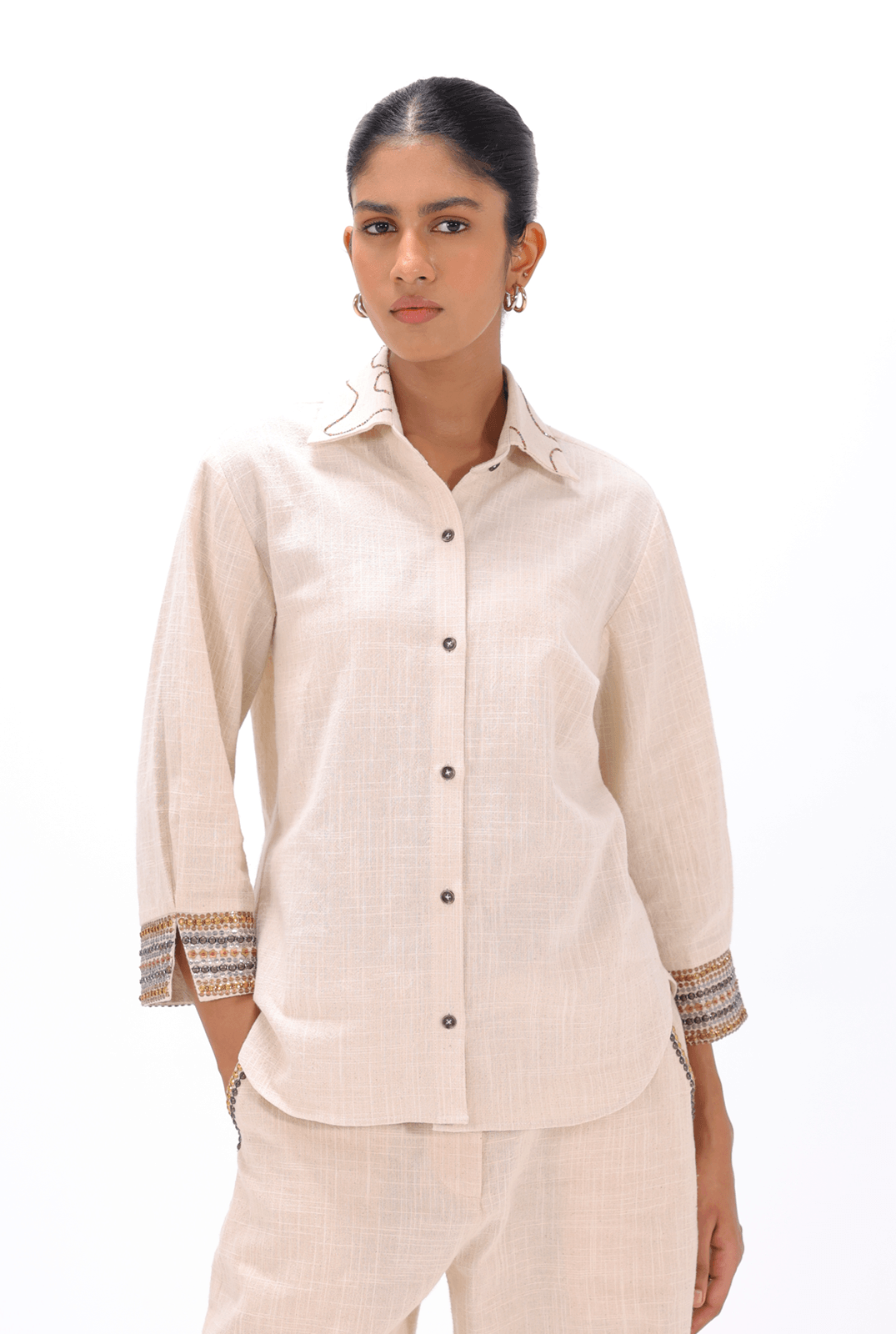 Off-white Aari Shirt - AMBR INDIA - #tag1# -