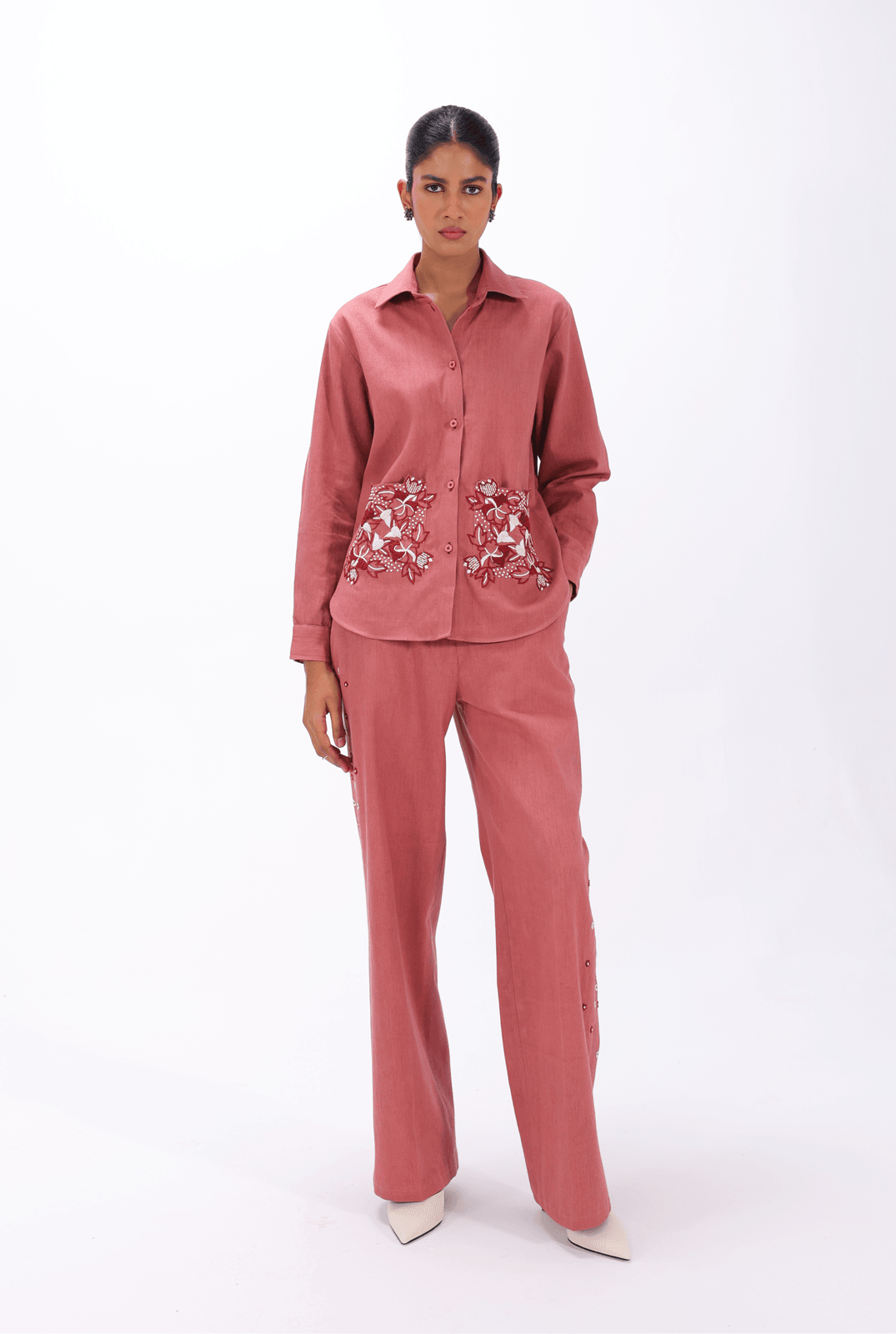 Pink Chikankari Shirt - - #tag1# -