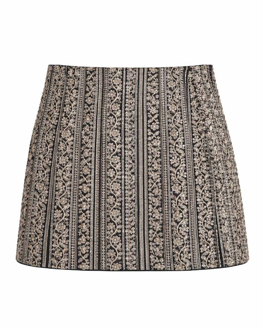 Pink and Black Embroidered Gota Skirt