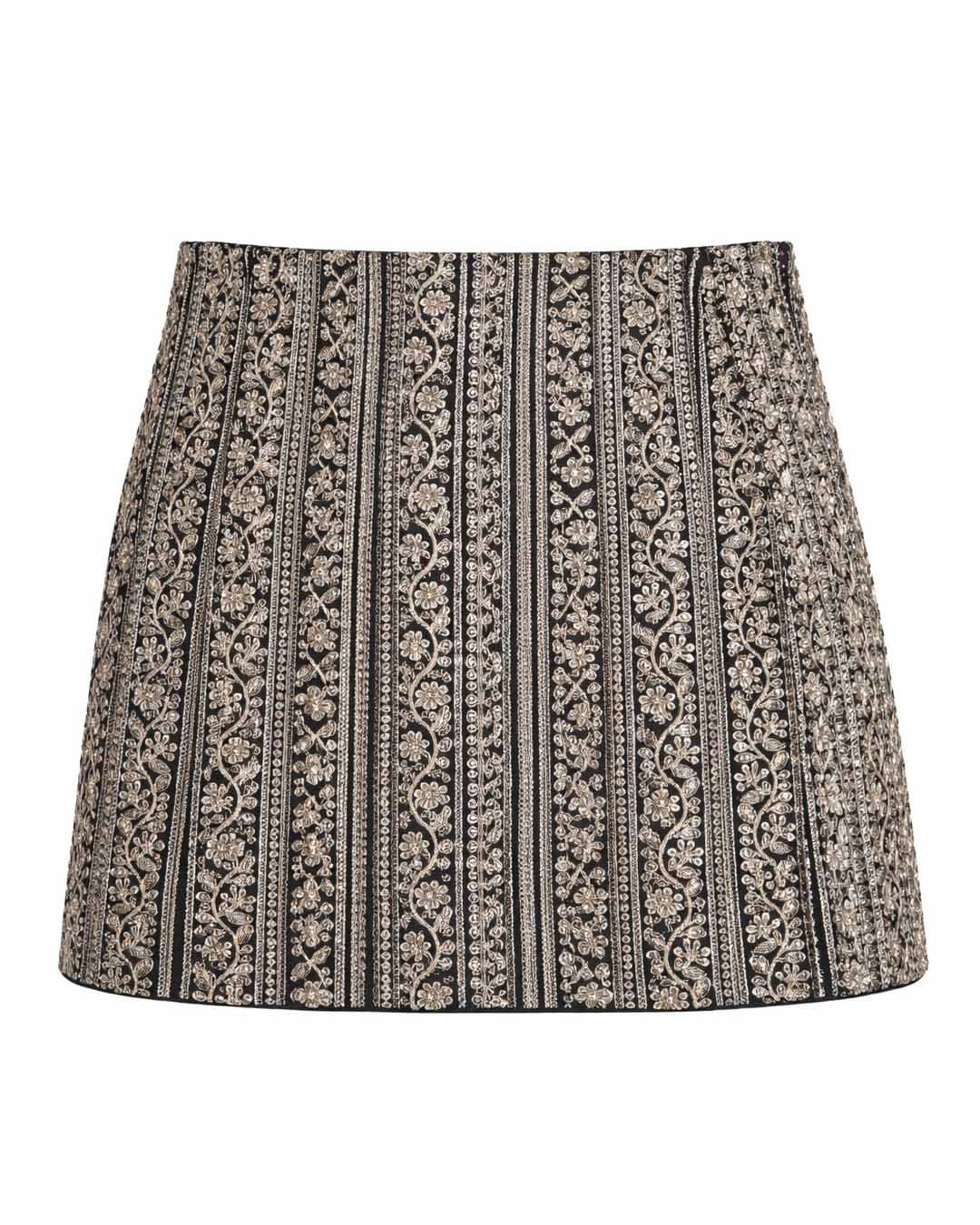 Pink and Black Embroidered Gota Skirt