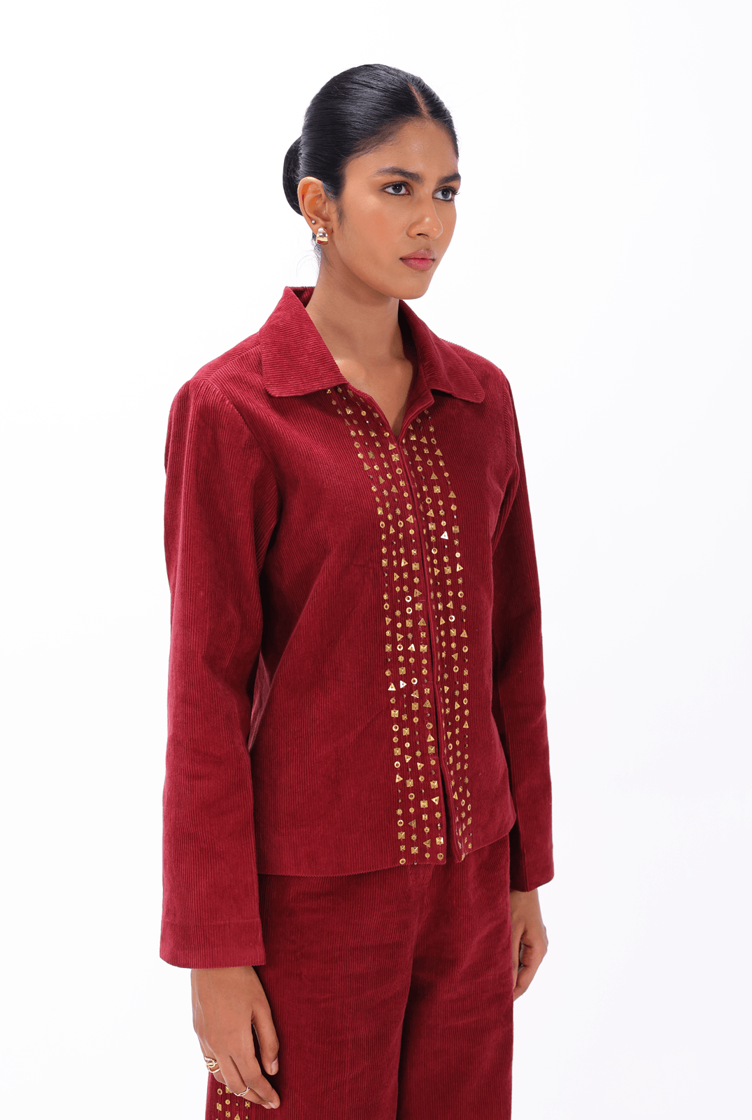 Red Aari Jacket - AMBR INDIA - #tag1# -