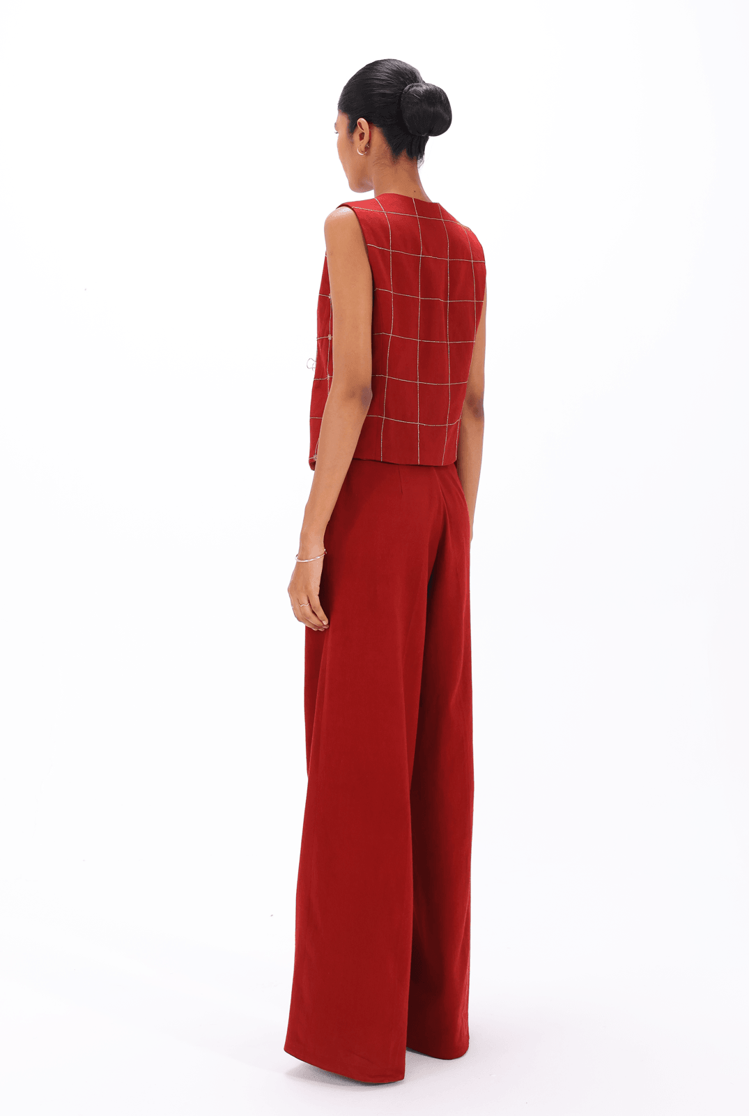 Red Zardozi Waistcoat - - #tag1# -