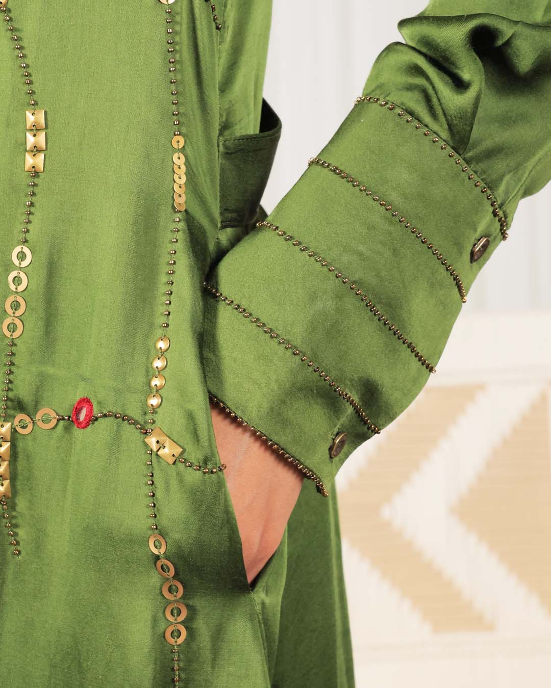 Rhea Olive Green Shisha Dress