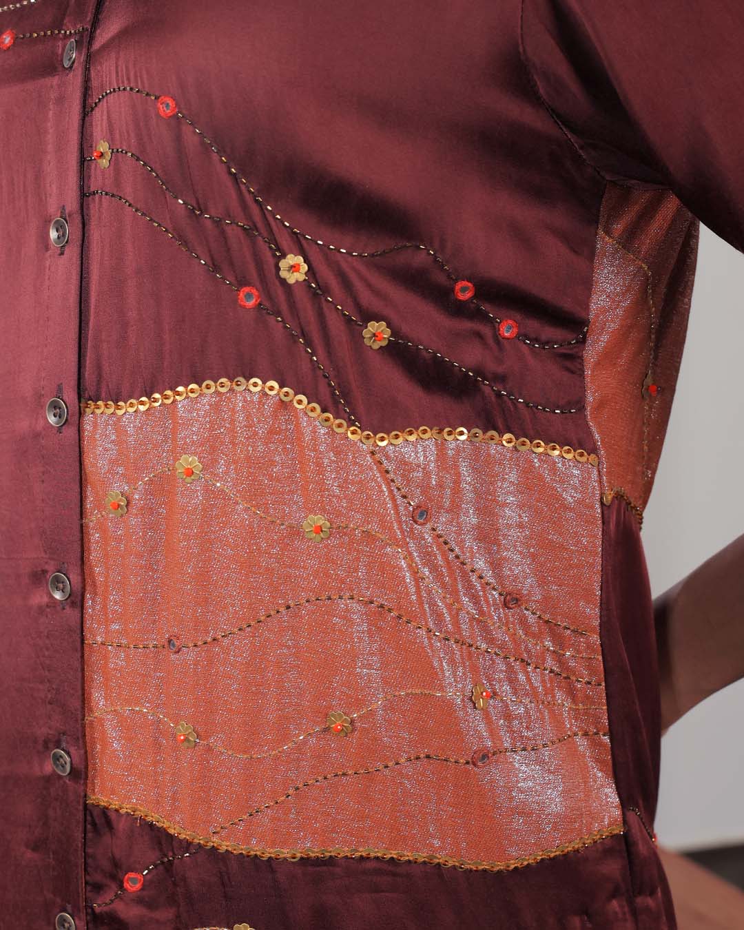 Uma Brown Applique Co-ord Set