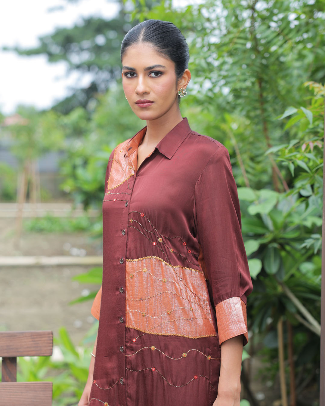 Uma Brown Applique Co-ord Set