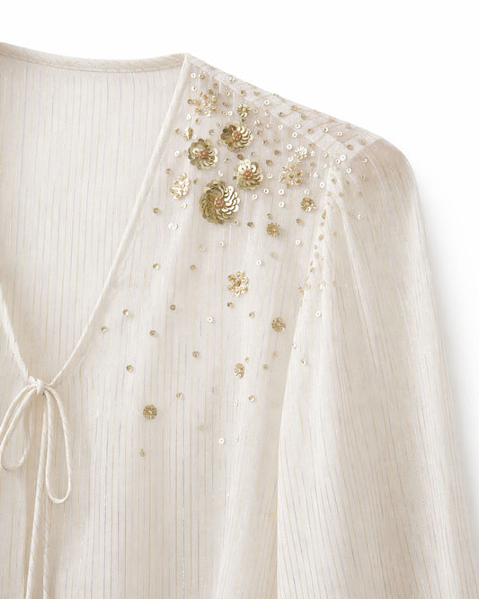 White Georgette Shimmer Shirt