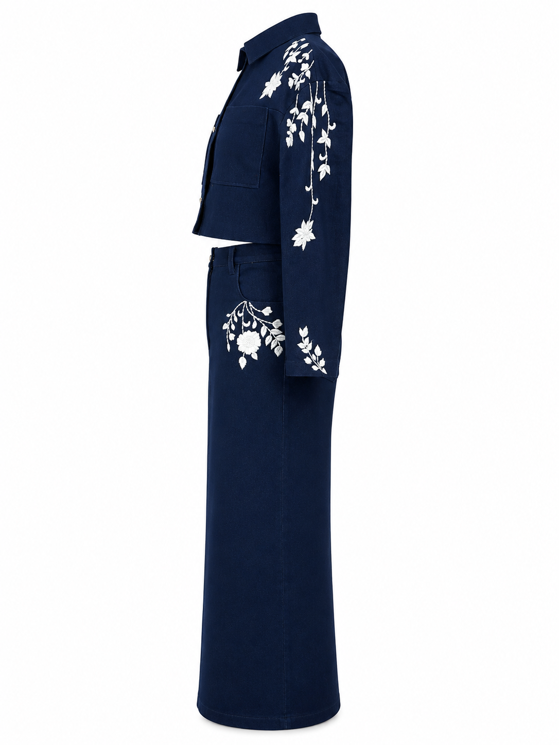 Chikankari Denim Co-ord Set