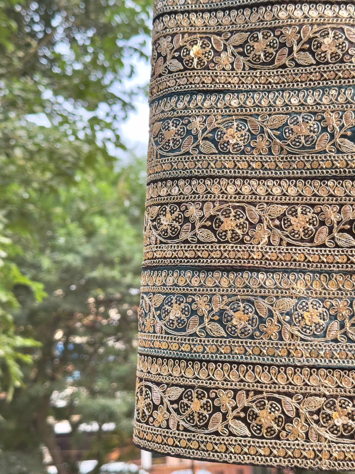 Teal and Black Gota Skirt