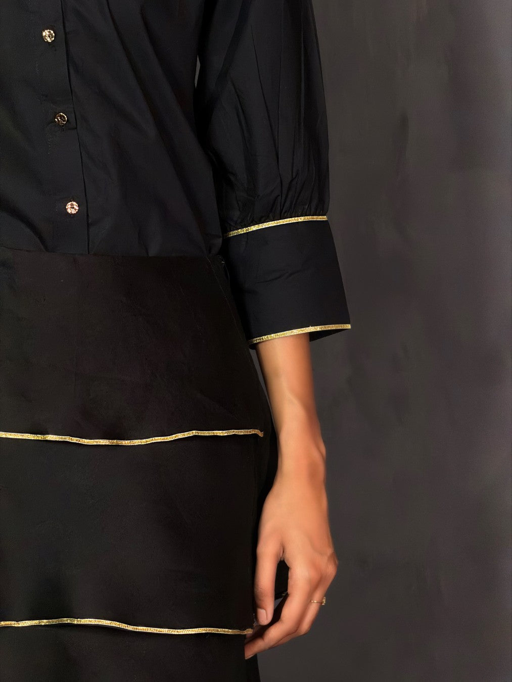 Black Chanderi Flapper Skirt