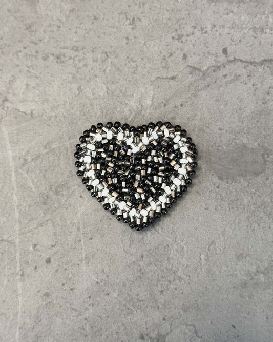Heart Brooch - Black and White