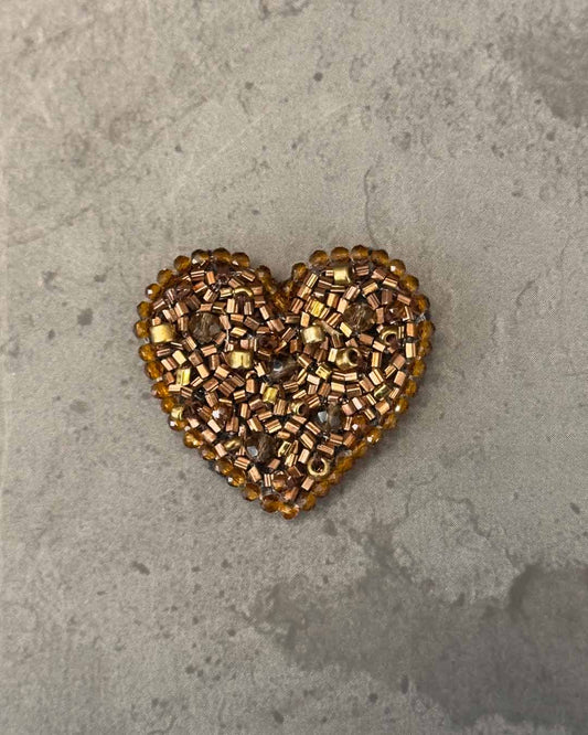 Heart Brooch - Brown and Black