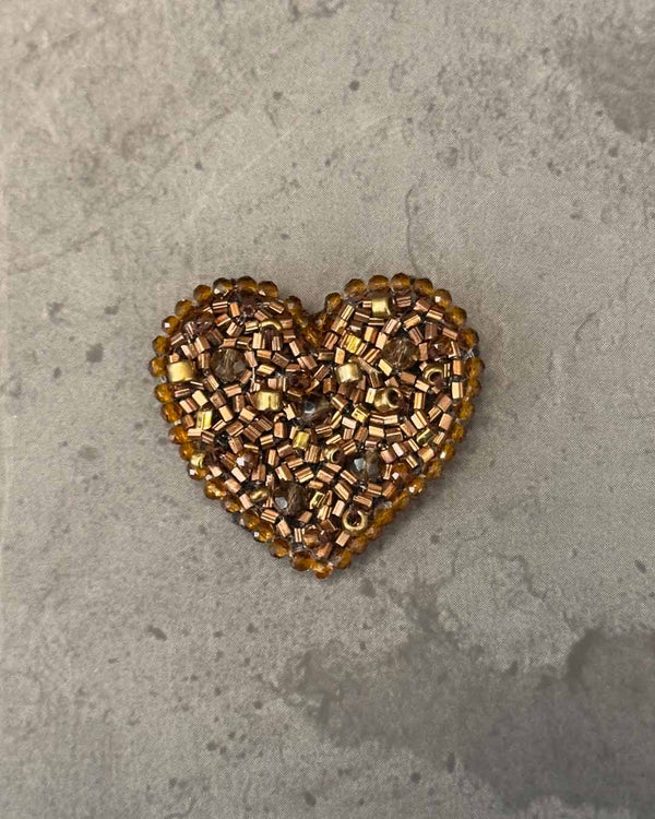 Heart Brooch - Brown and Black