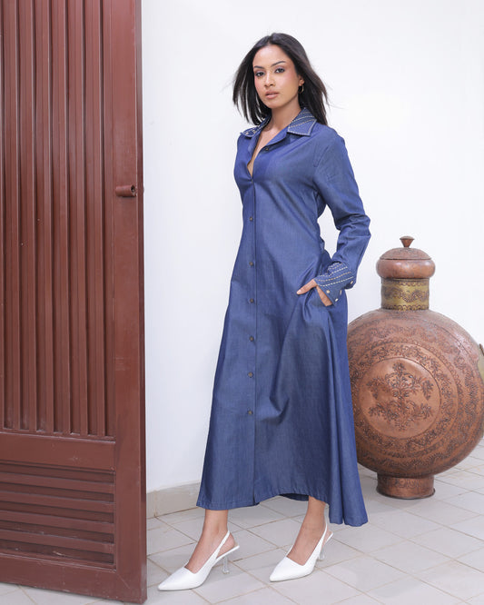 Elsa Cotton Denim Shirt Dress