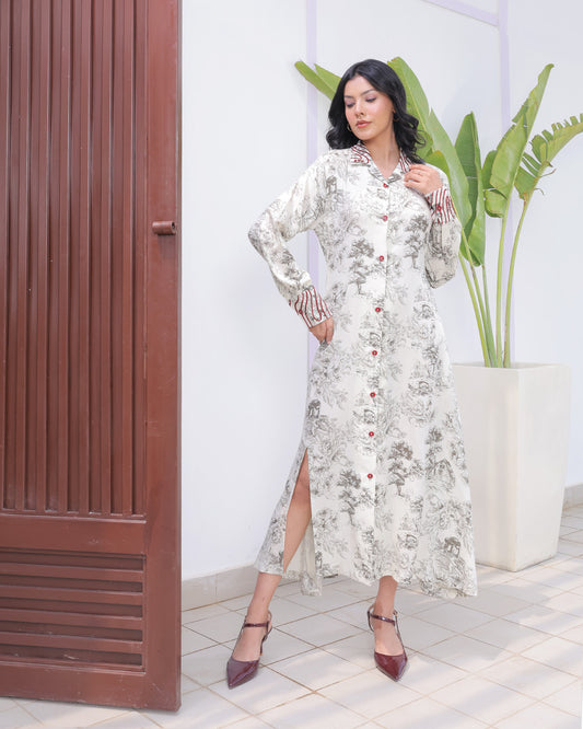 Olive Viscose Shirt Dress