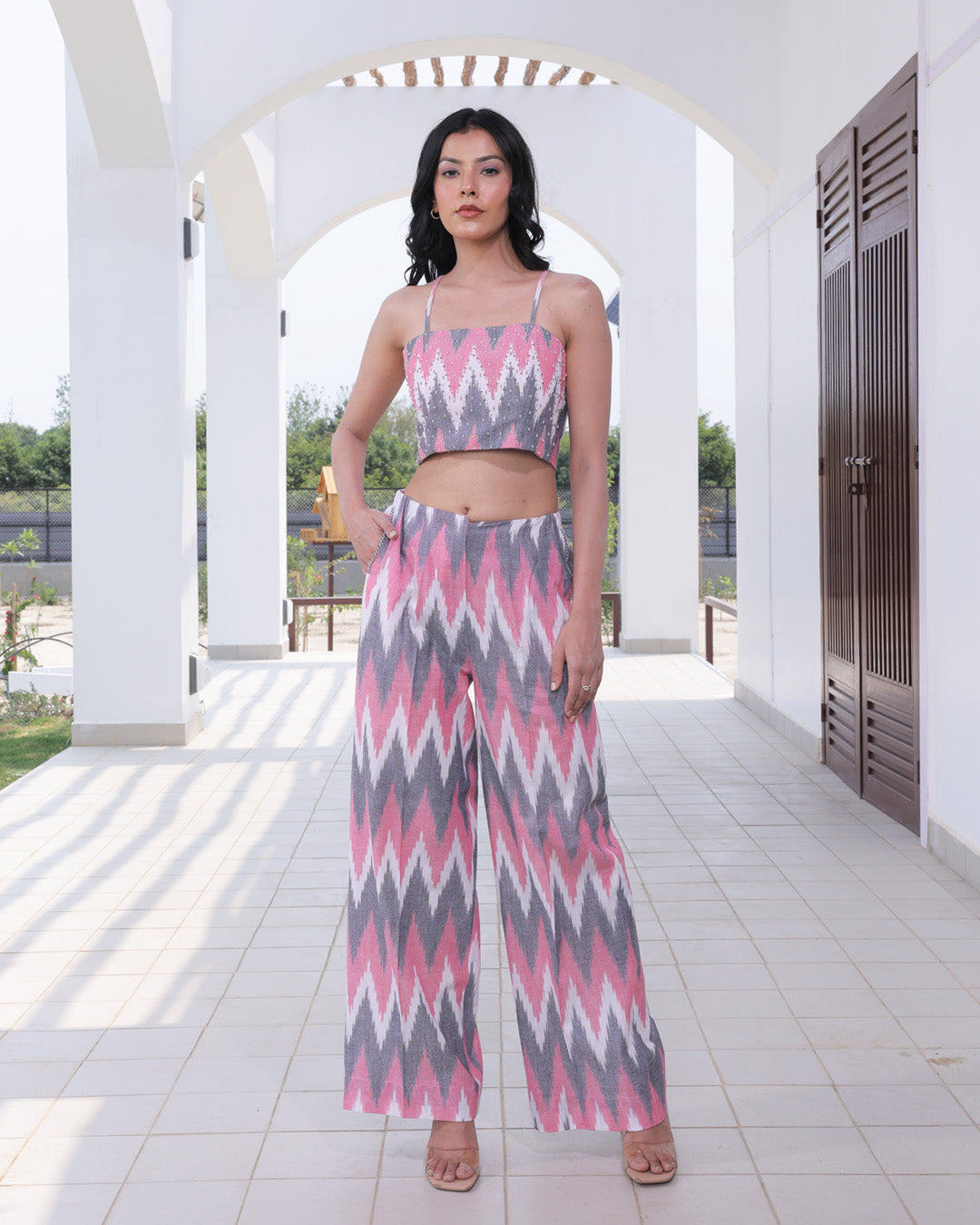 Elode Ikat Co-ord Set (Crop Top and Trousers)