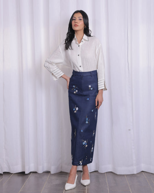 Noa Embellished Denim Skirt