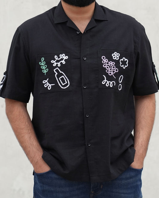 Noir Hand-illustrated Cotton Shirt