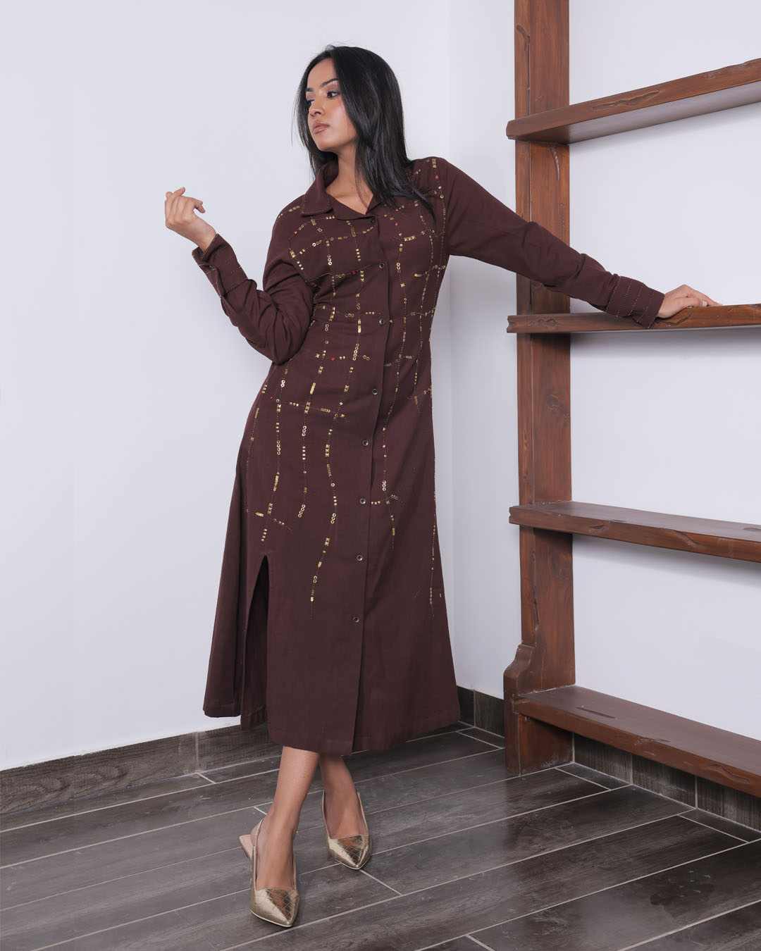 Rhea Embellished Shirt Dress