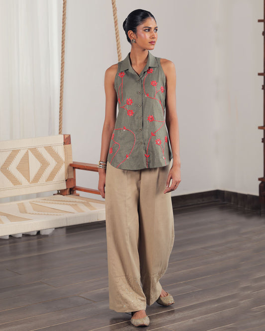 Ahalya Green Chikankari Co-ord Set